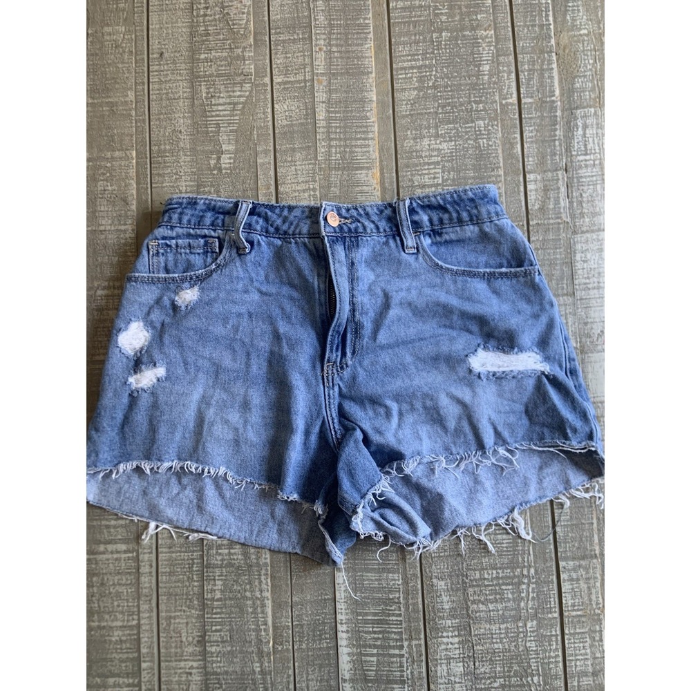 Vintage Hollister Denim Jean Shorts Size 9 W29 Blue Distressed